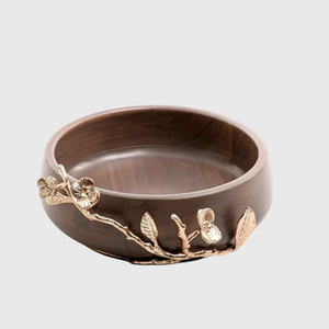 Vaisselle Bol de service à salade Bol en bois fait à la main avec accents en métal Bol en bois élégant pour décoration de la maison à bas prix - Product Image 2