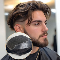 Système capillaire personnalisé pour homme, cheveux bruns, 100% naturels, toupet 5x7 7x9 8x10, unité de remplacement capillaire en dentelle et PU pour hommes chauves, en stock