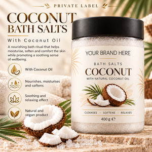 Bagno Minerale all'Olio di Cocco con Etichetta Privata 400g |   Naturale Vegano Nutriente Idratante |   OEM Spagna - Product Image 2