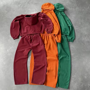 Ensemble de survêtement pour homme, jogging et sweat-shirt en molleton de coton, vêtements de sport vierges, fabrication de survêtements - Product Image 6