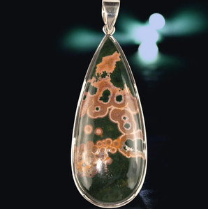 Exquisito colgante de piedras preciosas de jaspe de océano Natural hecho a mano, joyería única y colorida para cada ocasión - Product Image 3