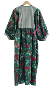 Mini Vestido Floral de Algodón para Mujer, Verde a Rayas, Manga Larga, Dulce, Ecológico, Cómodo para el Verano - Product Image 6