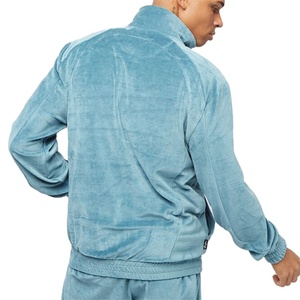 Survêtement en velours brodé personnalisé avec logo bleu pour homme, vêtements de sport d'hiver, vente en gros, haute qualité, marque privée tendance - Product Image 6
