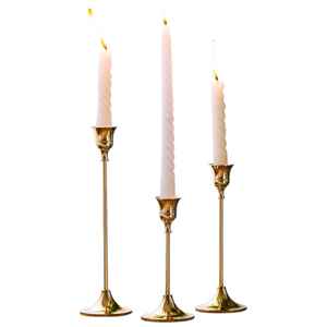 Vintage gold <b>candle</b> holder set for <b>taper</b> <b>candles</b> adds a royal touch to weddings home decor and festive table arrangements - Product Image 1