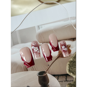 Autocollant pour ongles Wine Blossom Press on Nail Art, élégant, pour femmes - Product Image 1