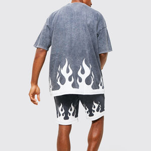 Nouveauté 2025 – Ensemble 2 pièces décontracté pour homme : short de sport et t-shirt respirant imprimé délavé à l'acide, 100 % coton – Vente en gros - Product Image 5