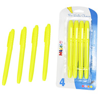 Pena Highlighter Fluorescent Kuning 4 Buah, Tinta Tahan Lama, Pena Marker Saku untuk Perlengkapan Alat Tulis Sekolah & Kantor, Laris Terjual