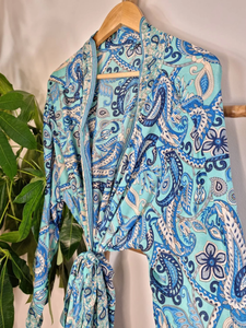 Silky Boho Kimono Sari Luxe Flowy Robe de chambre en mousseline de soie Robe décontractée pour femmes pour l'été hiver automne printemps saison - Product Image 6