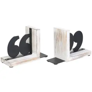 For Sale Quotation Mark Non-skid Bookends Set of 2 For School Home Office Desk Organizer Decorative Bookends In Wholesale
