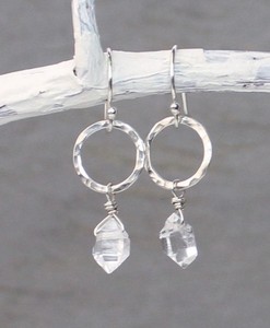 ต่างหูห้อยทำมือประดับด้วยหินเฮอร์คิเมอร์ไดมอนด์ทรงกลมหุ้มด้วยลวดเงินชุบ ขนาด 8-10 มม. สำหรับผู้หญิง - Product Image 6