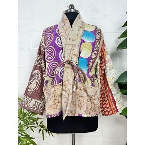 Vintage Kantha <b>Stitch</b> Dori Jacket One-of-a-Kind Handstitched Boho Chic Reversible Short <b>Coat</b> Patchwork Decoration for Spring - Product Image 2