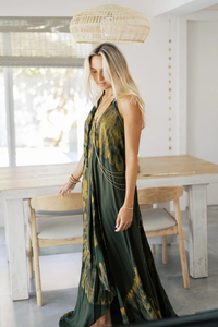 Bohemian Tie Dye Maxi vestido de mujer sin mangas cuello Halter verano playa Resort Wear vestido de mujer - Product Image 3