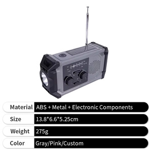 Radio météo solaire à manivelle 4000 mAh avec chargeur de téléphone et lampe de poche pour kit de survie d'urgence et camping - Product Image 3