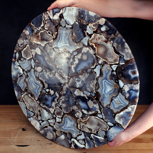 Sello de Ágata Pulida Artesanal, Decoración de Hogar de Lujo, Modelo de Flor Religiosa, Patrón de Resina, Color Personalizado, Alta Artesanía - Product Image 2