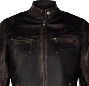 Chaqueta de motorista de cuero genuino personalizada de alta calidad, chaqueta de invierno transpirable con cuello levantado de estilo clásico a la moda informal para motocicletas - Product Image 4
