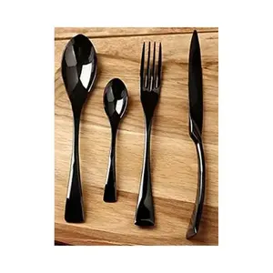 Juego de Cubiertos de acabado negro Premium con diseño atrevido perfecto para cocinas de moda y restaurantes de lujo - Product Image 1