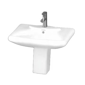 Fregadero de cerámica de medio pedestal de fácil limpieza-Lavabo de una pieza con soporte para lavabo, artículos sanitarios de cerámica de calidad India - Product Image 1