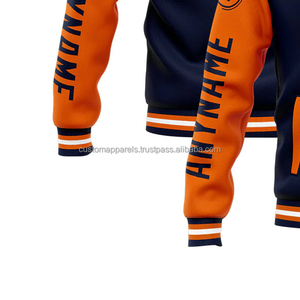 Veste universitaire moderne et personnalisée pour hommes en laine Design créatif Col montant Broderie Décoration Respirant Coupe-vent Doublure en coton - Product Image 5