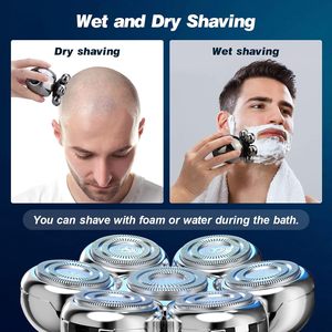 Afeitadora Eléctrica Plateada para Hombre, Cuchilla Única, Doble Cabezal Lavable, Afeitadora Facial Rotatoria, Resistente al Agua IPX7, Alimentación USB, Pieza de Repuesto - Product Image 3