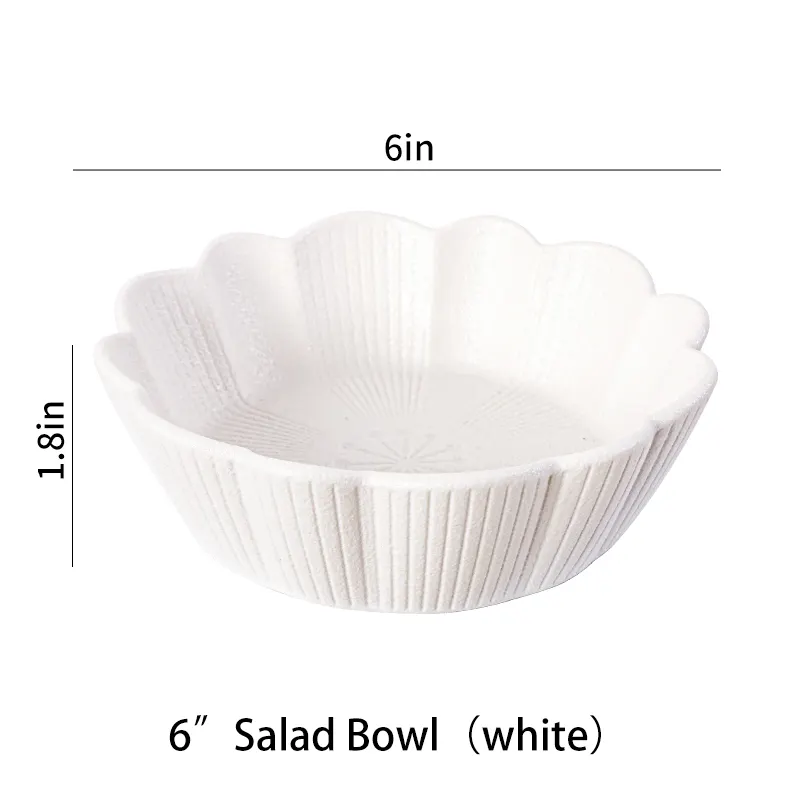 Ceramic Dinnerware Porcelain 6 Inch Cereal Bowls For Soup Dessert Fruits Salad Noodle Ramen For Kitchen Black White Color