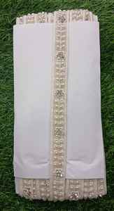 Cordones bordados a máquina hechos a medida en perlas de color beige unidos en varios diseños abstractos para fines de reventa - Product Image 5