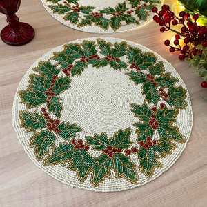 Mantel Individual con cuentas, cargador redondo hecho a mano para comedor de lujo y decoración de vacaciones, pieza única hecha a mano con cuentas, mantel, inauguración de la casa - Product Image 3