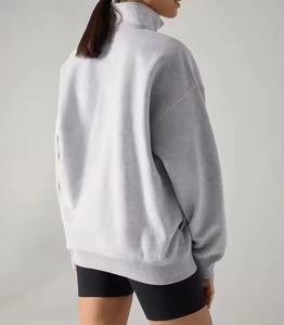 เสื้อสเวตเตอร์โอเวอร์ไซส์มีซิป1/4ทันสมัยสำหรับผู้หญิงปรับแต่งคอเต่าผ้าขนแกะเนื้อนุ่มระบายอากาศได้ดีย้อมสีเป็นกรดในฤดูหนาว - Product Image 2