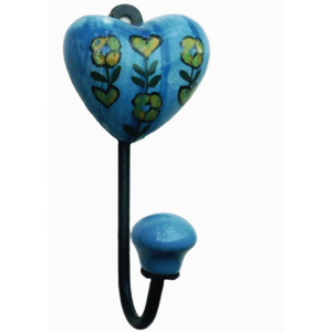 Stylish <b>Turquoise</b> Ceramic Heart Shape Coat Hooks & Keychain Hanger a Chic Rail for Home or Office Use - Product Image 2