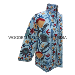 เสื้อแจ็คเก็ตซูซานีถักมือสวยงาม ระบายอากาศได้ดี คอเต็ม แขนยาว ลายปักดอกไม้ ผ้าฝ้าย  สำหรับฤดูหนาว เป็นมิตรกับสิ่งแวดล้อม - Product Image 5