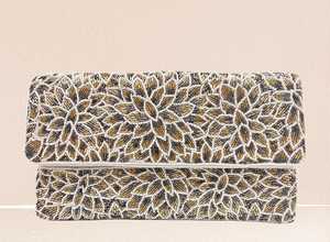 Bolso de mano de lujo con estampado de diamantes de imitación de cristal con patrón de sobre a rayas para uso nocturno de fiesta estilo cruzado - Product Image 2