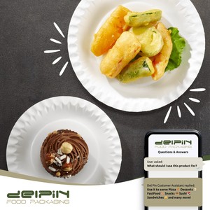 Assiette en papier ronde blanche jetable, recyclable, biodégradable, de qualité alimentaire, avec revêtement, pour usage commercial, style solide - Product Image 5