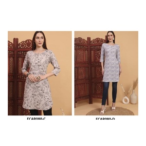 Fabrication indienne pour femmes Kurti ethnique en coton rayonne doux et léger pour le bureau ou se réunir disponibles à bon prix - Product Image 1