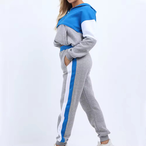 Ropa Mujer Conjunto de 2 piezas 100% Algodón Fleece Estampado personalizado Unisex Cremallera Sudaderas con capucha y pantalones de chándal Mujer Crop Chándal - Product Image 3