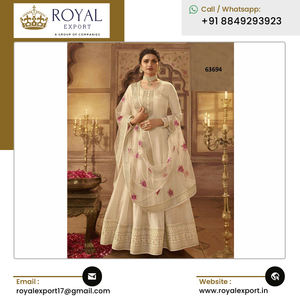 2023ชุดกระโปรงผ้าไหมลายดอกอันาร์คาลีดีไซน์เนอร์สำหรับงานแต่งงานเสื้อผ้าพื้นเมืองและ dupatta กับงาน zari dori - Product Image 3