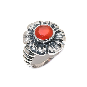 Solid 925 Sterling Silver Wedding Fine Jewelry Ring Amazing Orange Carnelian Gemstone Wedding Valentine's Day Gift - Product Image 1