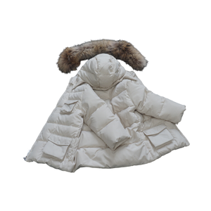 Chaqueta desmontable transpirable impermeable a prueba de viento con capucha de piel y cierre de cremallera - Product Image 3