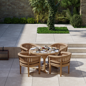 Ensemble de table à manger d'extérieur en teck massif, finition naturelle, marque Carter - Product Image 6