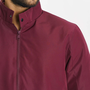 Men's Eco-Friendly Breathable Maroon Bomber <b>Jacket</b> with Ribbed Cuffs-Stylish <b>Smart</b> Casual Polyester/Cotton - Product Image 4