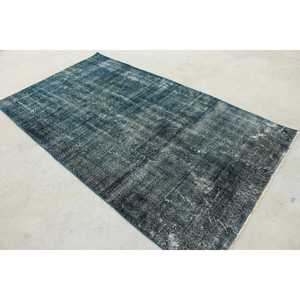 Alfombra Turca, Alfombra Vintage de 4.4x7.9 pies, Alfombra de Lana Azul - Product Image 4