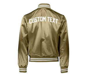 เสื้อแจ็คเก็ตเบสบอลผ้าซาตินถักแบบระบายอากาศ สไตล์อเมริกันสตรีทแวร์ สำหรับฤดูหนาว  แบบนักศึกษา  สามารถปักโลโก้ได้ - Product Image 3
