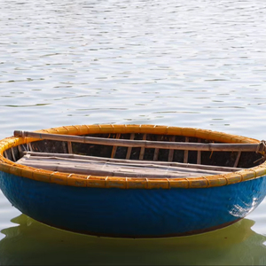 เรือไม้ไผ่เวียดนามแบบดั้งเดิมเรือยอชท์กีฬาดีไซน์วงกลมสำหรับล่องลอยสำหรับตกปลา & ท่องเที่ยว - Product Image 1