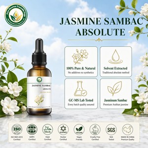 Absoluto de Jazmín Sambac 100% Puro (Jasminum Sambac) Extraído con Solvente, Aroma Floral Dulce Fresco, Probado por GC-MS, Venta al Por Mayor - Product Image 2