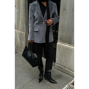 Chaqueta Blazer Gris de un Solo Botón para Mujer, Marca FOX FABRIC - Product Image 4