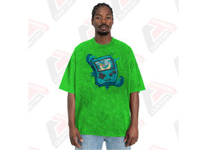 T-shirt élégant délavé à l'acide pour homme Design tendance confortable avec appliques écologiques pour l'été en velours côtelé batik denim - Product Image 6