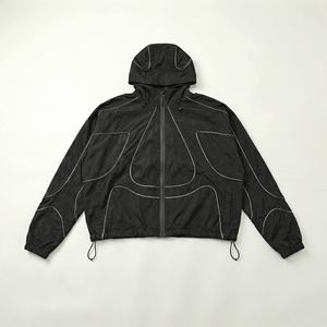 Survêtements coupe-vent légers et résistants à l'eau sur mesure pour hommes avec doublure en filet, passepoil et cordon de réglage pour le sport masculin - Product Image 3