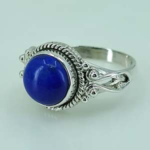 925 Sterling Silver Boho Style Handmade <b>Ring</b> with <b>Lapis</b> <b>Lazuli</b> Gemstone September Birthstone Jewelry for Gifts - Product Image 6