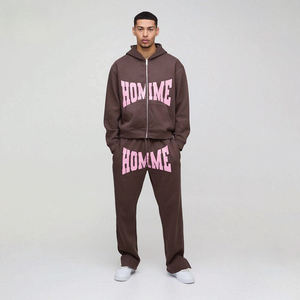 Conjunto Deportivo Unisex de Moda Urbana, Sudadera con Capucha Extra Grande Color Gris Jaspeado y Pantalones Deportivos Acampanados, con Logotipo Personalizado Estampado en Serigrafía de Alta Calidad - Product Image 4