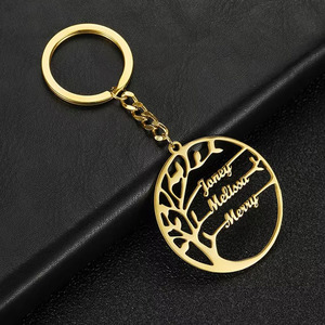 Porte-clés en acier inoxydable personnalisé avec plaque signalétique personnalisée-Porte-clés pendentif arbre de vie cadeau pour hommes et femmes - Product Image 4
