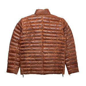 Chaqueta de Cuero Personalizada para Hombre, Estilo Urbano, Larga, Acolchada, Marrón, Piel de Oveja Genuina, Abrigo Informal Delgado y Cálido para Invierno con Cuello Alto - Product Image 6