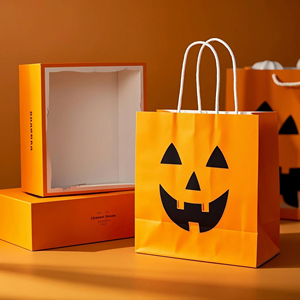 HW01 Fábrica Vendas Diretas Halloween Abóbora Kraft Paper Gift Bag Com Personalizado - Product Image 2